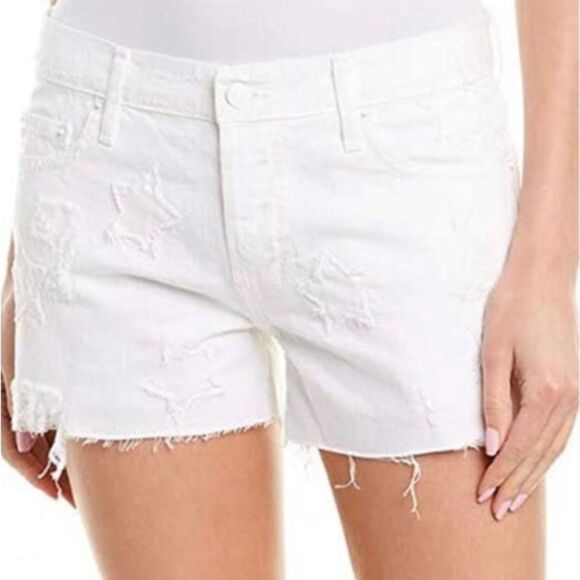 RAILS Logan Star Pattern Distressed Denim Shorts White Sz 24 - Picture 1 of 12